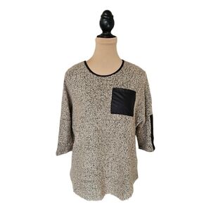 DKR & Company Fluffy Faux Leather Top Sz S